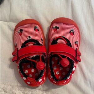 Disney Minnie Mouse Striped Red Baby Shoes